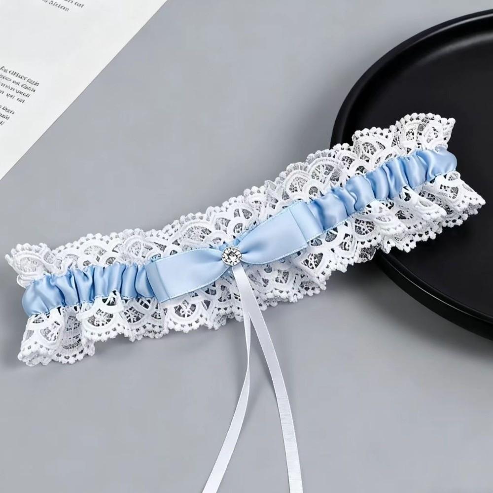 Satin Elastic Garter Belt Lace Bow Leg Loop Sexy Thigh Bands for Women