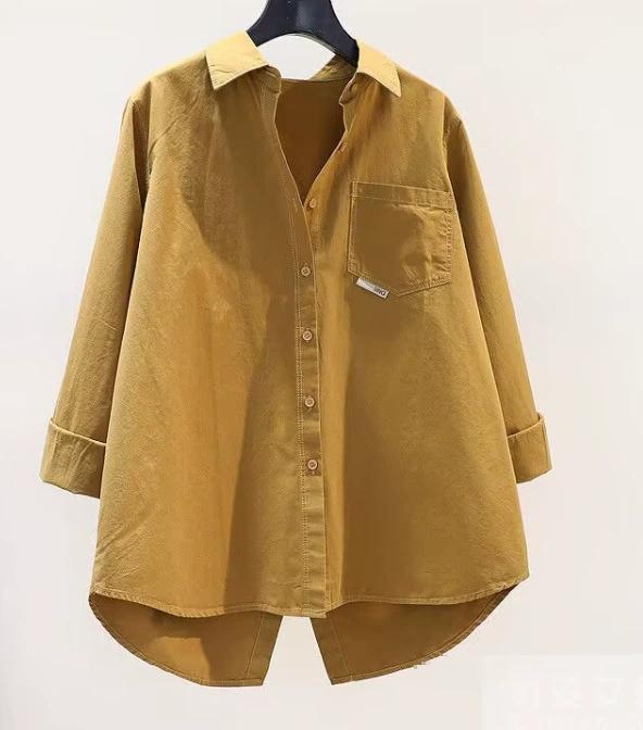 Женские простые повседневные асимметричные свободные хлопковые рубашки на пуговицах с длинным рукавом, однотонные уличные топы, блузки
