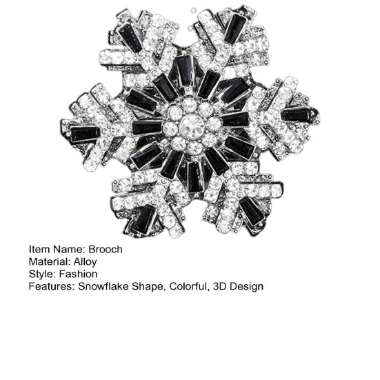 Брошь-булавка в форме снежинки, блестящие стразы, значок с вращающимся внешним слоем, многослойный дизайн, нагрудный значок