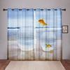 Плотные 2 шт., 90% затенение, Золотая рыбка, море, океан, пляж, затемненные оконные занавески с животными для спальни, гостиной, ванной комнаты, кухни, двери