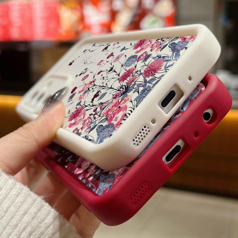 Красивый чехол для телефона с цветочным узором для Samsung S25 S24 FE S23 Ultra S22 S21 Plus A55 A54 A52 A34 A15, противоударный защитный чехол для объектива, мягкий силиконовый чехол