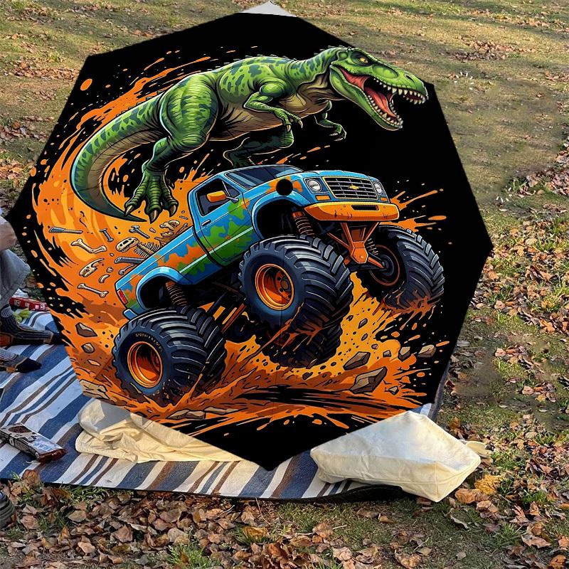 1PC Dinosaur Truck Umbrella-8-Rib Reinforced Portable Folding Travel Suitable for All Seasons Outdoor Daily Use -J0376