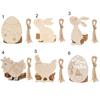 10Pcs Easter Pendant with Lanyard Rabbit Egg Hen Rooster Shape Easter-themed Wooden Charms Easter Decoration
