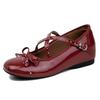 Fashion 2025 Spring Autumn Round Toe Bow Leather MaryJane Flats New Fashion Cross Strap Shoes Shallow Mouth Solid Color Women's Loafers