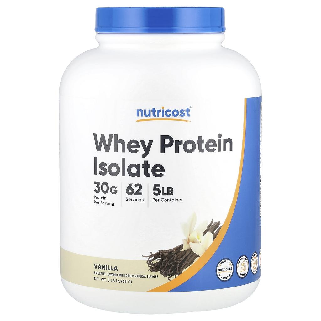Nutricost Whey Protein Isolate, Vanilla Flavor, 2,268g (5lbs)