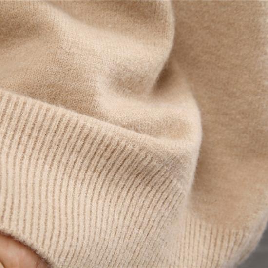 Autumn and Winter High Neck Loose Knitted Top Solid Color Casual Long Sleeve Knitted Sweater