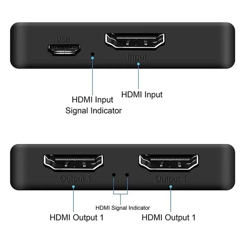 Разветвитель HDMI 4K 30 Гц 1x2 Переключатель HDMI 1 вход 2 выхода Видеораспределитель Разветвитель 1080P Двойной дисплей для ТВ ПК Ноутбука Монитора Проектора HDTV DVD PS3 Xbox