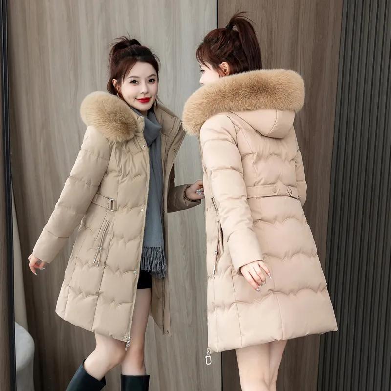 Women's Winter Parka Coat Hooded Korean Version Lady Down Cotton Jacket Warm Temperament Ladies Cotton Padded Outerwear