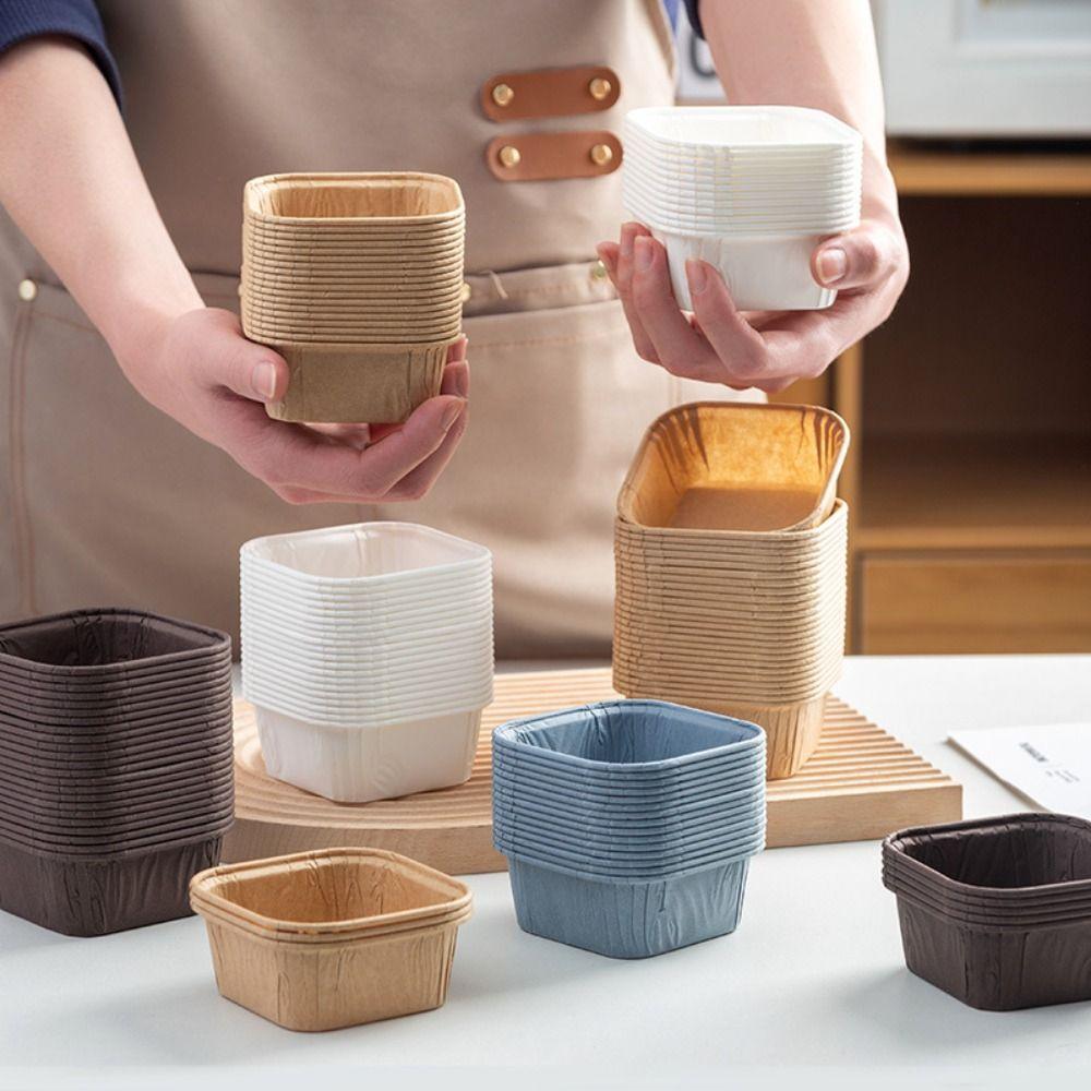 50 шт. квадратных кексов бумажные формочки для упаковки кексов пищевые бумажные формочки для выпечки кухня свадьба вечеринка