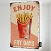 Винтажная металлическая жестяная вывеска 'Enjoy FRY DAYS', Потертый ржавый контейнер для картофеля фри, Арт для кухни, Дайнера, Мужской комнаты, Бара, Домашний декор