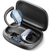 Спортивные беспроводные наушники Bluetooth 5.4 с ENC и искусственным интеллектом, шумоподавлением Hi-Fi Audio 60H воспроизведение и двойной светодиодный дисплей с заушными дужками