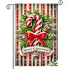 Merry Christmas Candy Cane Garden Flag Double-Sided  Holiday Garden Flag Stripes Holly Seasonal Banner for Indoor and Outdoor Decoration Yard Lawn Dec