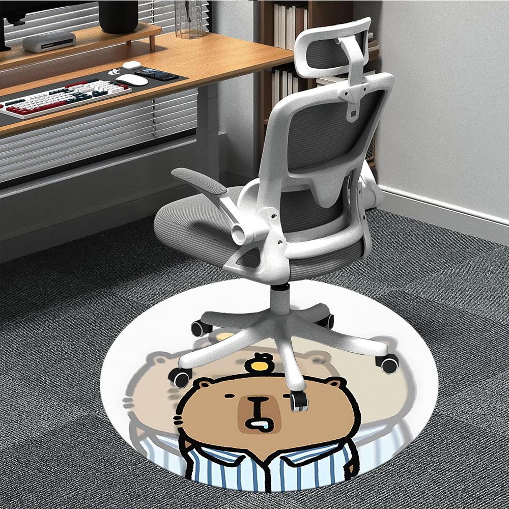1pc Bear cartoon Chair Carpet for Office Non-Slip, Machine Washable Rug for Office, Room - Polyester, Machine Made yy251029200