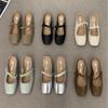 Silver Flat Bottom Baotou Half Slippers Outer Wear 2024 Summer New Mary Jane Mueller Women's Sandals Single Shoes Casual Slides