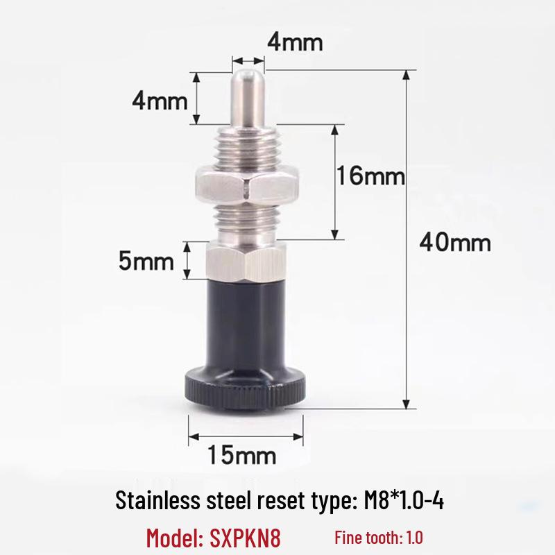 Stainless Steel/Carbon Steel Indexing Pin: Knob Plunger, Self-Locking, Re-Locking, Fine Thread, Complete Specifications