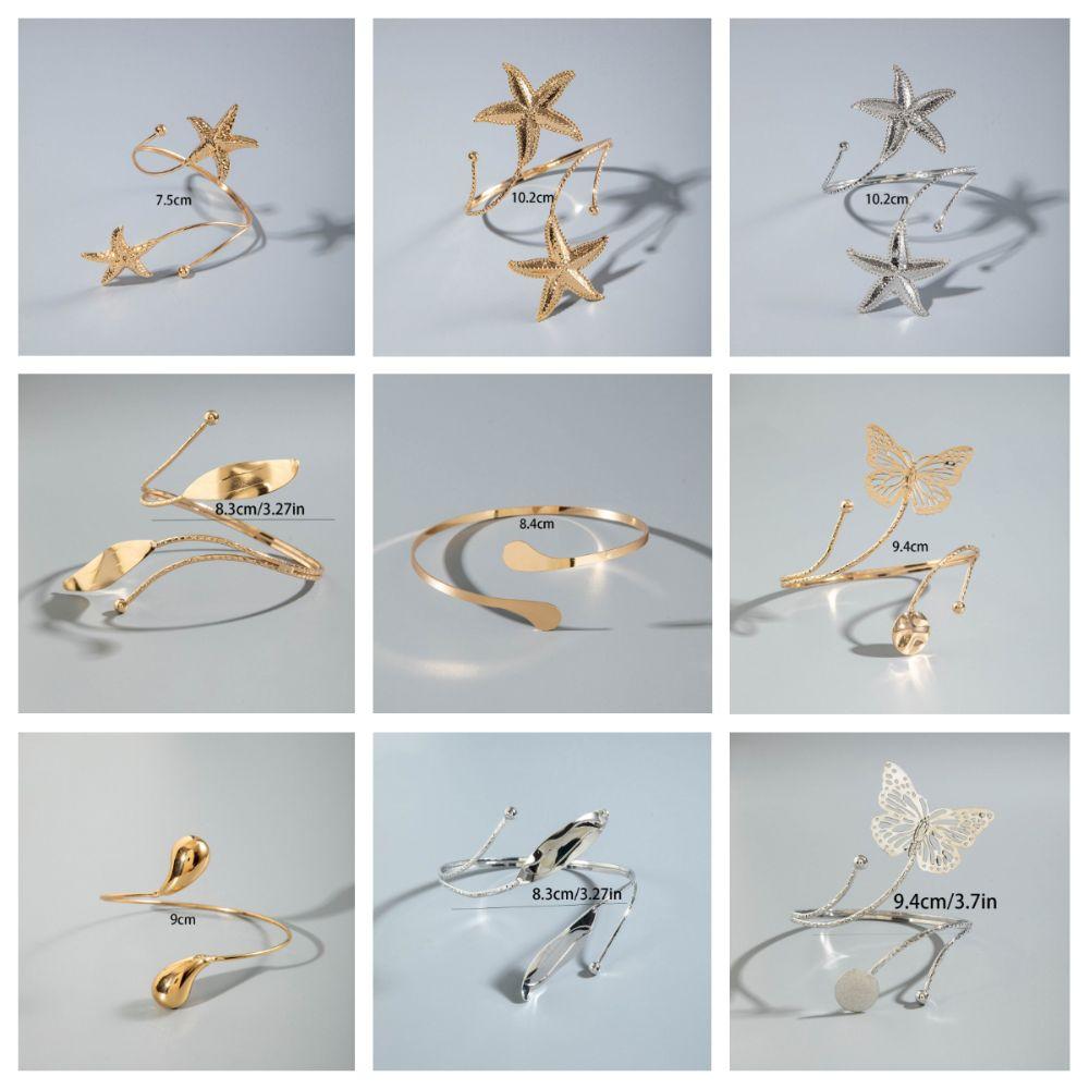 Water Drop Shape Metal Starfish Open Cuff Bangles Adjustable Armlet Jewelry Banquet