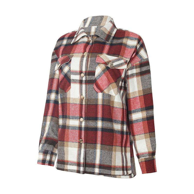 Осенне-зимний женский клетчатый кардиган с длинными рукавами, однобортное повседневное универсальное пальто