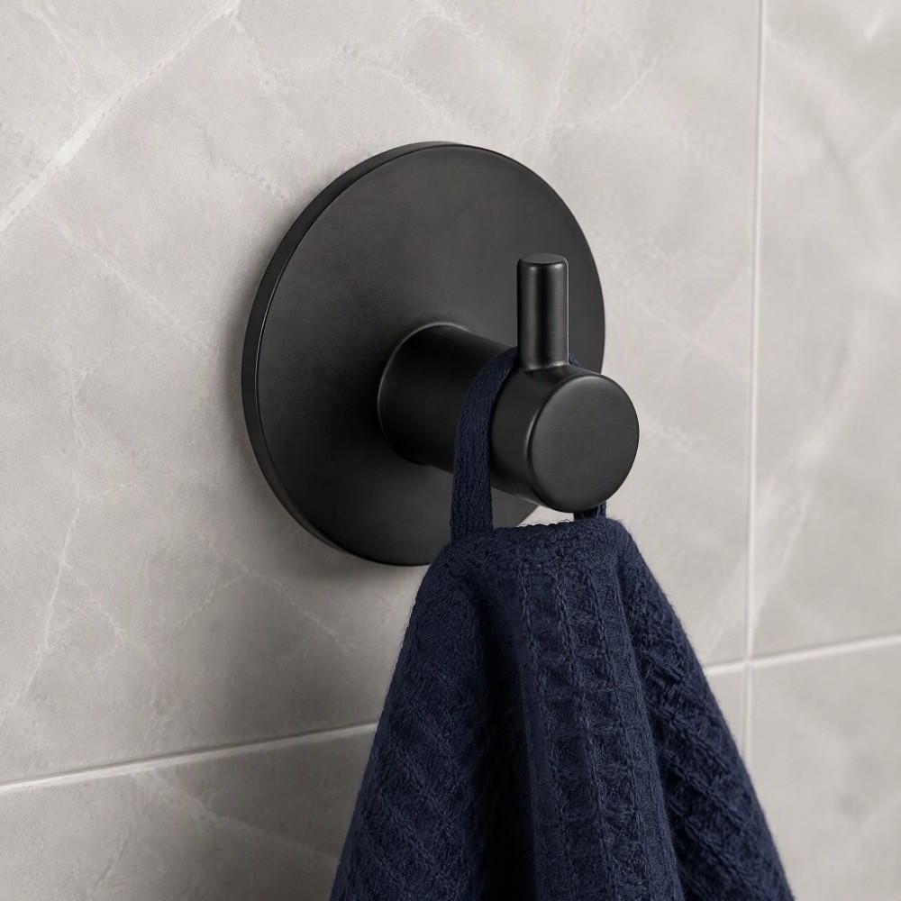 4 PCS Stainless Steel Wall Hook Black Silver Towel Hook Durable Adhesive Hook Home Bathroom Kitchen