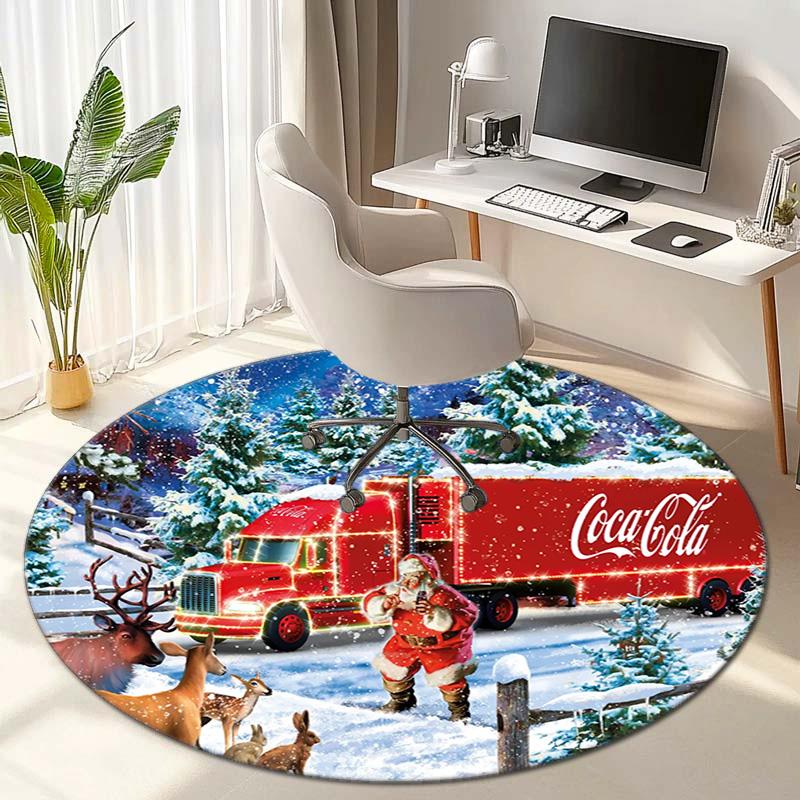 Christmas Gift Halloween Theme Bear Truck Coca Cola Round Carpet Soft Home Decoration Corridor Table and Chair Anti slip Outdoor Floor Mat Carpet H27