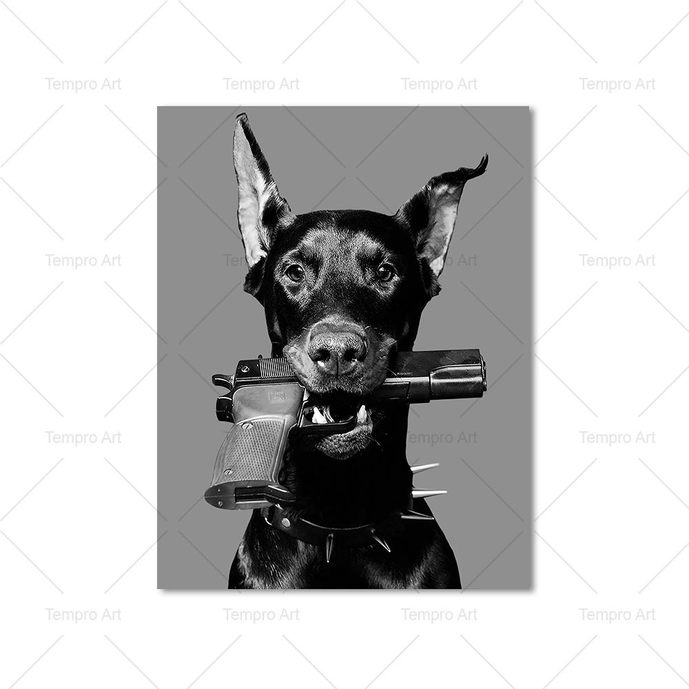Hypebeast современный черно-белый пистолет Добермана Роскошные модные постеры с принтами на холсте настенная живопись картина в скандинавском стиле для комнаты домашний декор