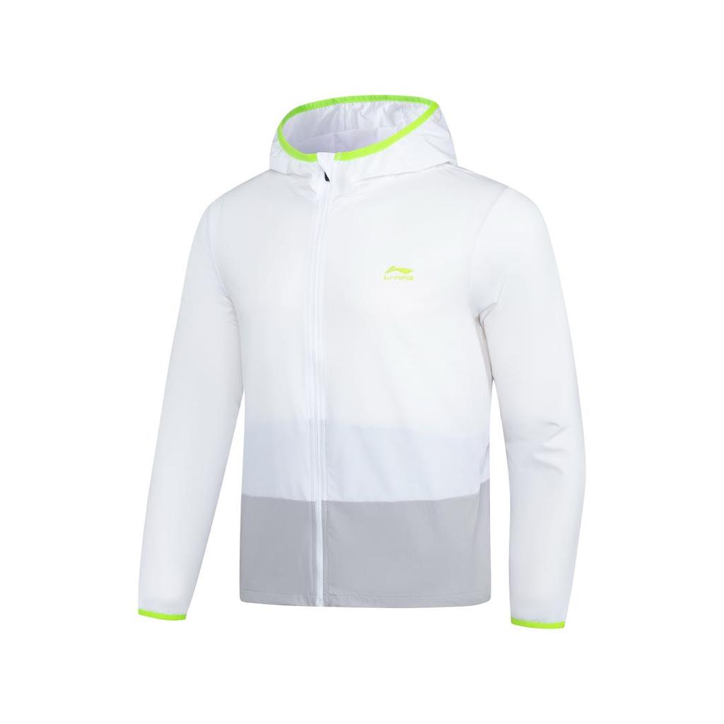 Li Ning Letter с капюшоном и молнией, длинный рукав, солнцезащитная куртка унисекс, куртки, белые, серые, LSYU864-2