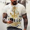 Summer Sailor T-shirt, Anchor Men's 3D Neckline Short-sleeved T-shirt