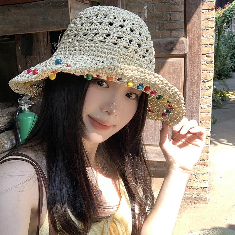 Цветная соломенная шляпа в виде сахарной фасоли для женщин 2025 года, летний стиль, защита от солнца, рыболовная шляпа для отдыха на море