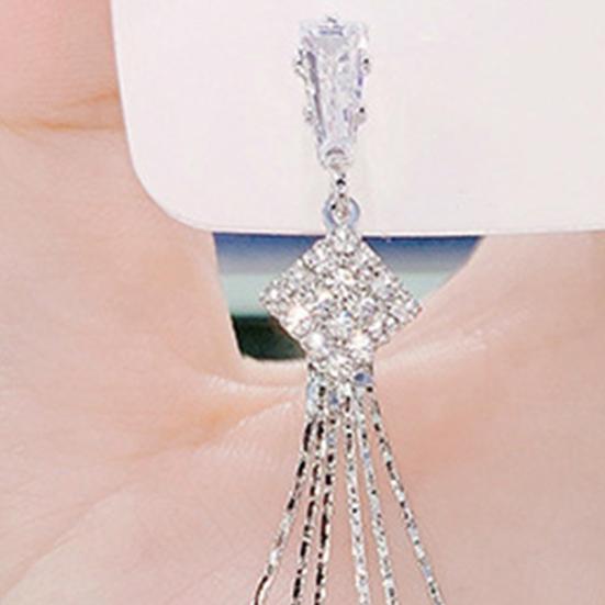 Женские серьги-капли, трехслойные блестящие стразы в форме ромба, висячие серьги, аксессуар