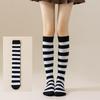 1 пара черных, белых, розовых гольфов до колена, теплых полосатых носков для мальчика, девочки, в японском стиле, разноцветные полосатые носки