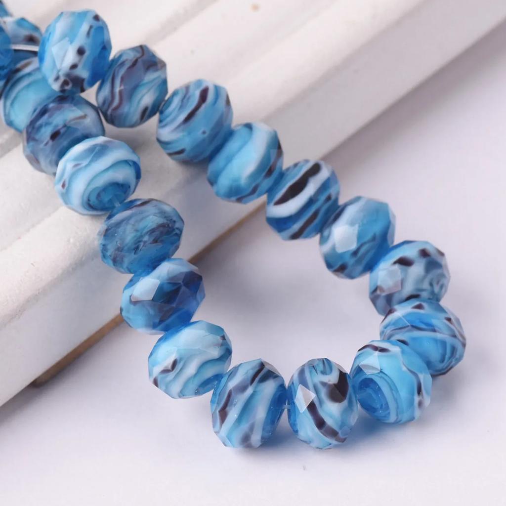 10pcs 12x8mm Rondelle Faceted Opaque Lampwork Glass Loose Spacer Beads For Jewelry Making DIY Crafts Findings