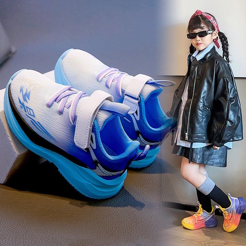 Kids Boys Girls Breathable Running Shoes With Rubber Sole Outdoor Play Casual Sport Sneakers In Blue Black Pink