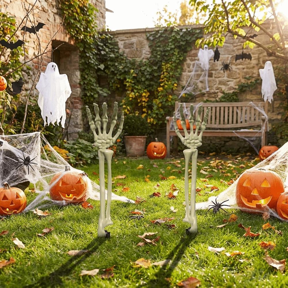 Plastic Skull Hand Decorations Life-Size Ghost Hand Yard Stakes Theme Party