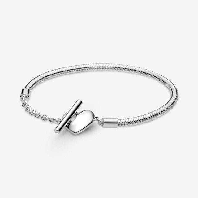 Classic Brilliant Heart and Snake Bracelet Women Bracelet DIY Jewelry Holiday Gift Jewelry