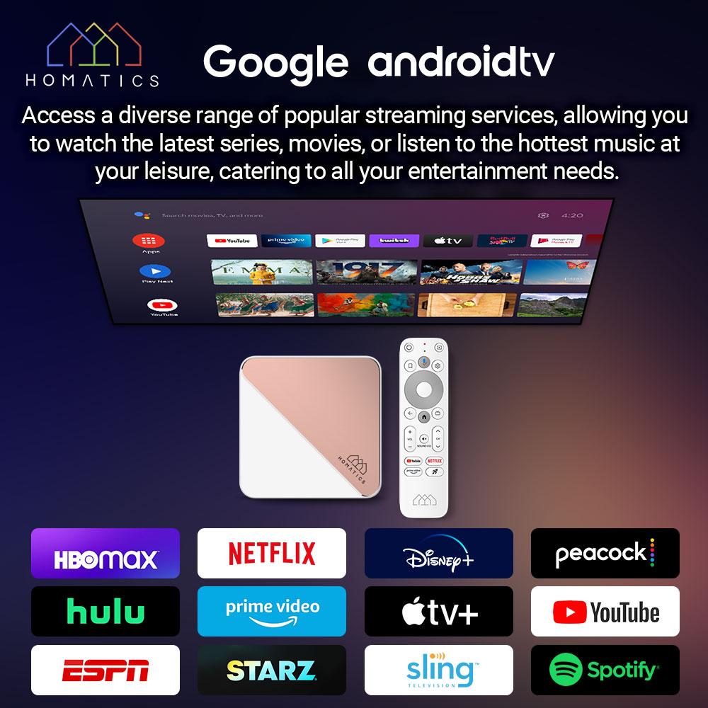 Медиаплеер HOMATICS Box R 4K Plus Smart TV Box Google Netflix Certified AndroidTV 14 S905X4 4G32G Поддержка AV1 Wifi6 BT5.0 ATV Box