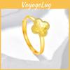 Plated Sophisticated Gold Clover Ring For Women With Elegant Floral Detailing