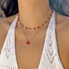 Винтажный браслет-шарм с вишнями, регулируемый, в богемном стиле, цепочка для ключицы с кубическим цирконием для повседневной носки или для вечеринки