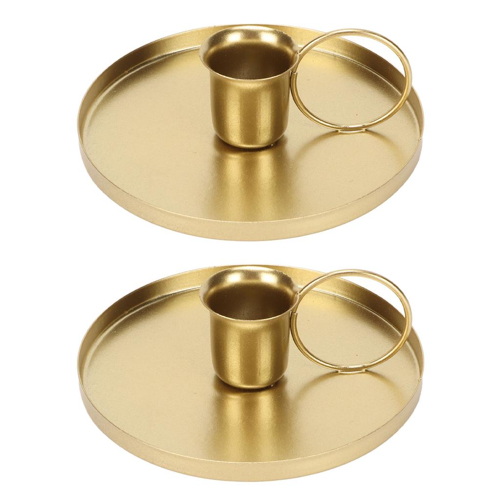 2pcs Iron Candle Holder Metal Home Golden Simple Retro Elegant Desktop Aromatherapy Candle Stand
