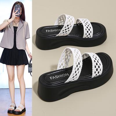 Женские сандалии на танкетке с перфорацией из коровьей кожи, пляжные сандалии, женские нескользящие легкие сандалии на платформе, повседневная летняя обувь