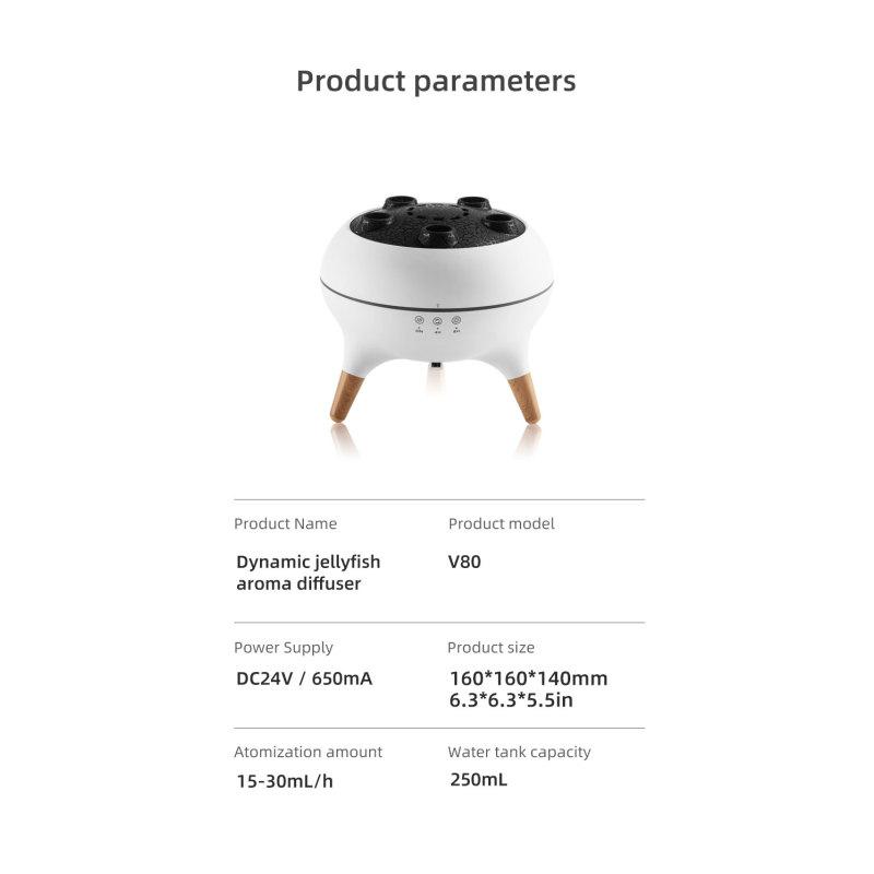 Цветной градиентный ночной свет, двухскоростной кинетический увлажнитель воздуха в форме медузы, большой резервуар для воды, аромадиффузор