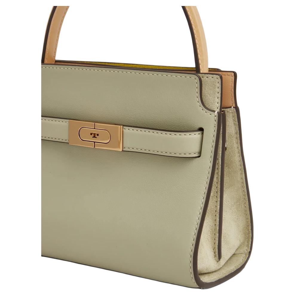Tory Burch Lee Radziwill Double Layer Leather Handbag With Snap Closure Women handbags Soft-Frost-Green Gold 135720-300