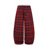 American retro lazy wind drawstring red plaid pants spring and autumn new men's and women's loose wide-leg pants