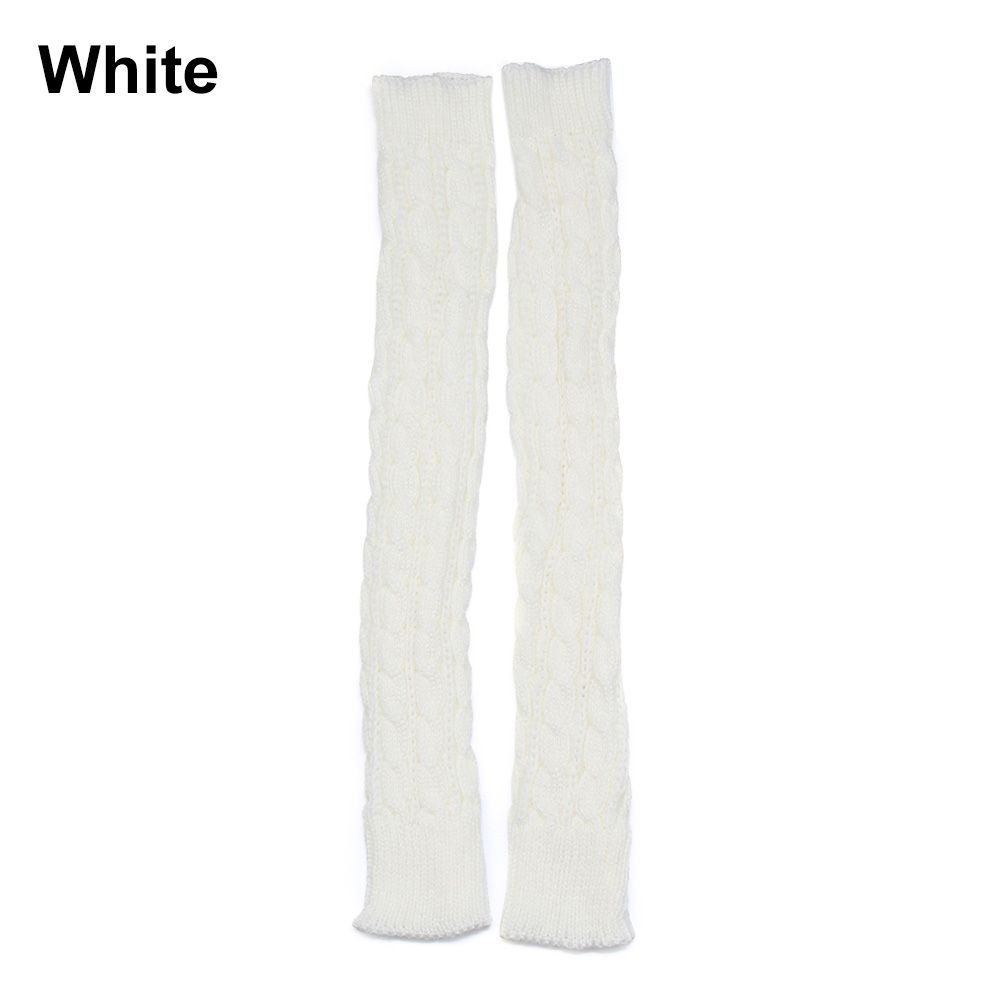 Women Man Autumn Winter Imitation Sleeves Knitted Mittens Long Gloves Arm Warmers Twist Pattern