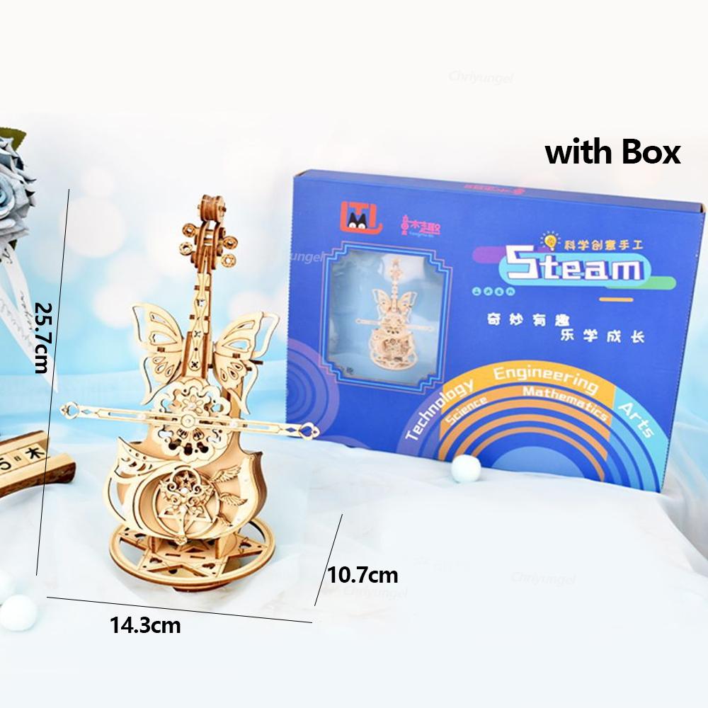 3D Пазл Деревянная Модель Виолончели Сделай Сам Сборка Скрипка Музыкальная Шкатулка Строительные Наборы Декор для Дома Гостиной Поделки Подарок для Взрослых Детей