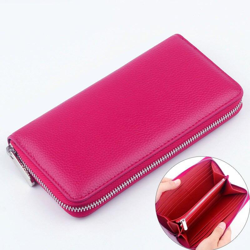Женский кошелек из натуральной кожи, большой вместительный мужской кожаный клатч, модный длинный стандартный кошелек на молнии, сумка для денег