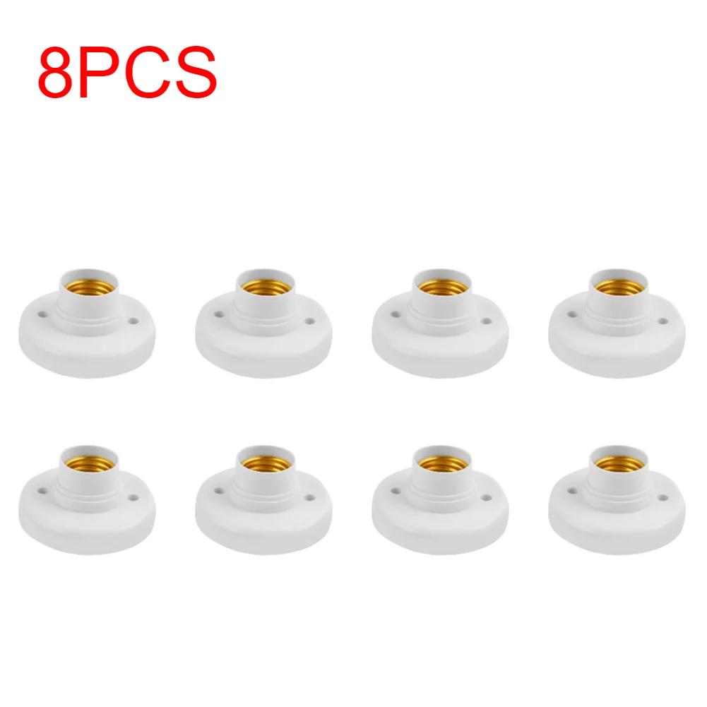 1-20PCS 220V E27 Screw Lamp Stand Light Bulb Socket Holder Adapter Base Cap Socket White Ceiling Light Lamp Bulb Fixing Base