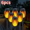 6 Pcs 12LED Outdoor Solar Torch Lights Waterproof Powered Outdoor for Garden Patio Flame Light Halloween Yard Patio Floor