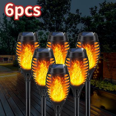 6 шт. 12LED уличные солнечные фонари-фонарики водонепроницаемые на открытом воздухе для сада, патио, пламя, Хэллоуин, двор, пол в патио