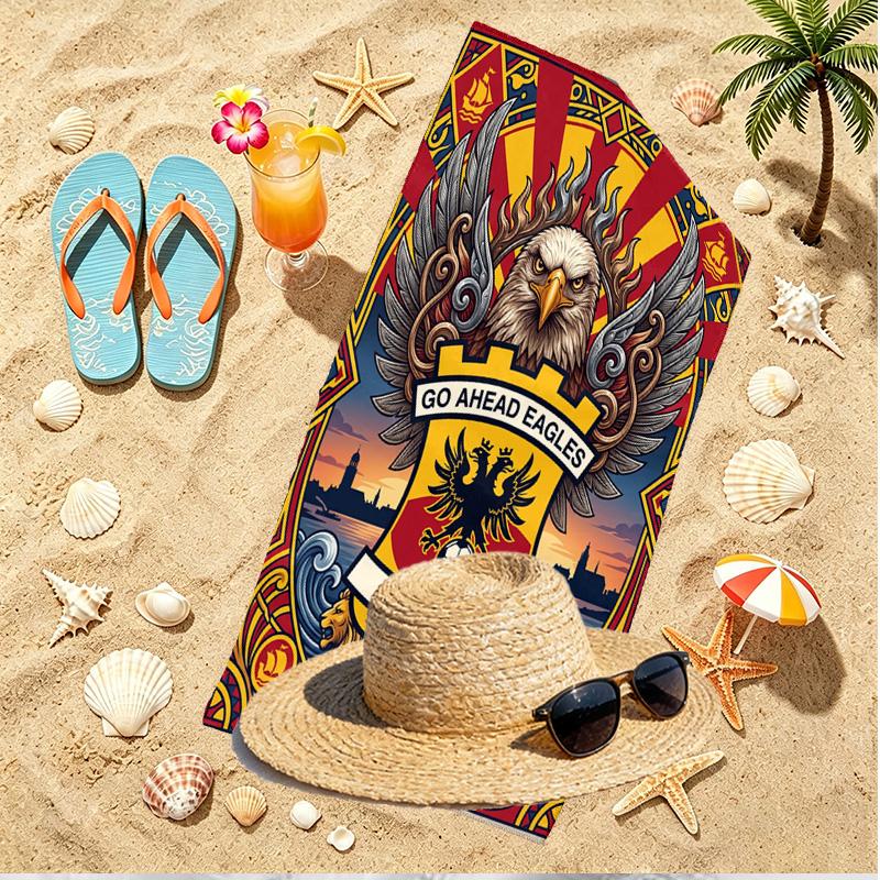 Go Ahead Eagles Print Beach Towel, Versatile Lightweight Absorbent Beach Towel for Pool Surf Yoga Bathroom, Perfect Birthday Holiday Gift
