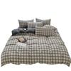 Simple retro thickened linen wrinkled yarn plaid bed four-piece set skin-friendly washed cotton quilt cover bed sheet mattress model