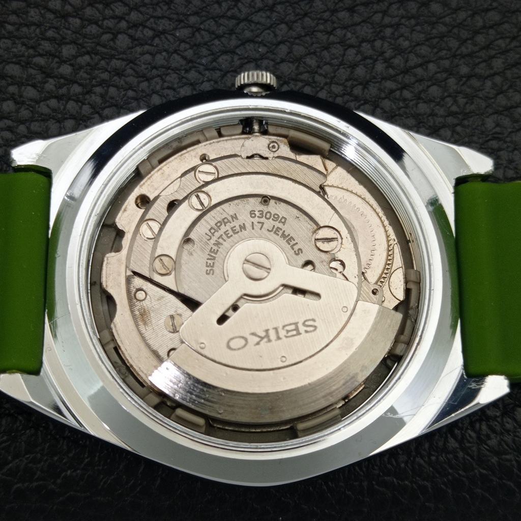 ОТРЕМОНТИРОВАННЫЕ МУЖСКИЕ ВИНТАЖНЫЕ ЗЕЛЕНЫЕ ЧАСЫ SEIKO 5 AUTOMATIC 6309A JAPAN a442189-4